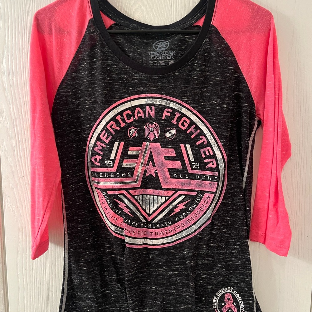 American Fighter Pink and Black Raglan Tee